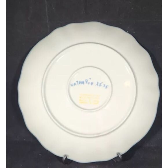 2 Anthropologie Nathalie Lete Blue Scalloped Fish Skeleton 8" Salad Plates - Picture 4 of 5